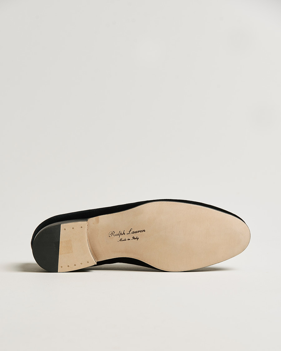 Homme | Ralph Lauren Purple Label Velvet Embroidered Slippers Black | Ralph Lauren Purple Label | Velvet Embroidered Slippers Black