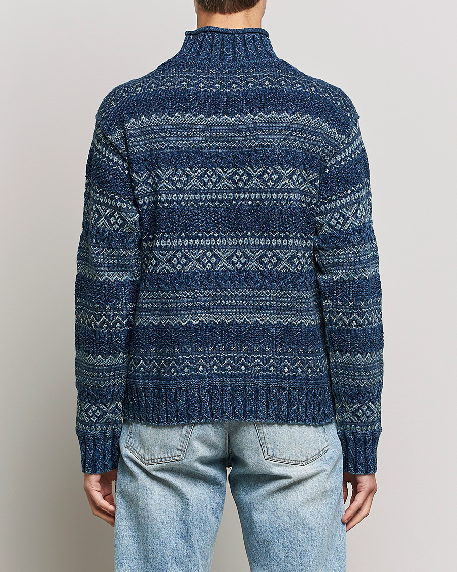 Heren | Truien | RRL | Mock Neck Sweater Blue Indigo