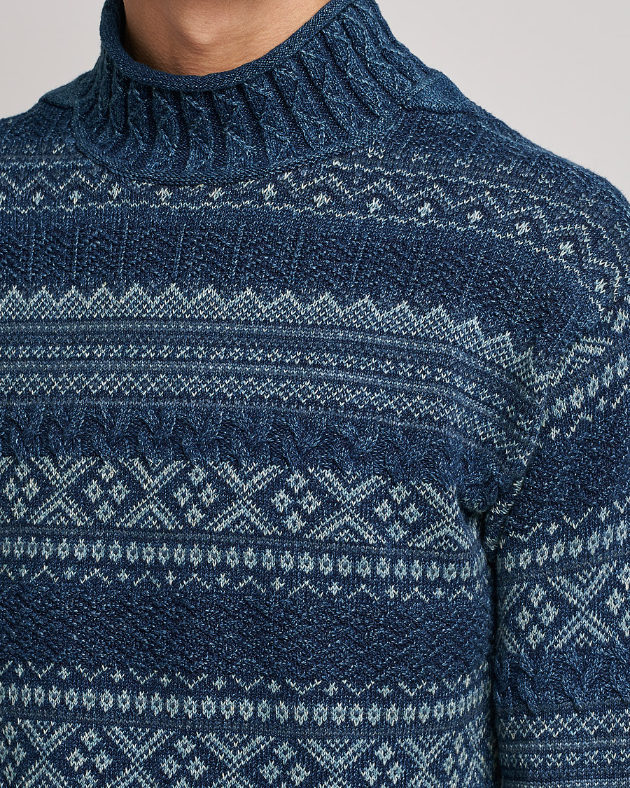 Heren | Truien | RRL | Mock Neck Sweater Blue Indigo