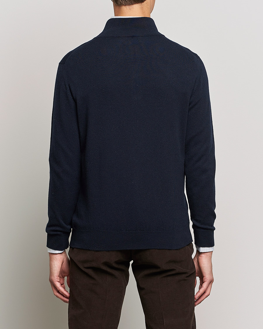 Heren | Truien | Johnstons of Elgin | 2-Ply Cashmer Half Zip Dark Navy