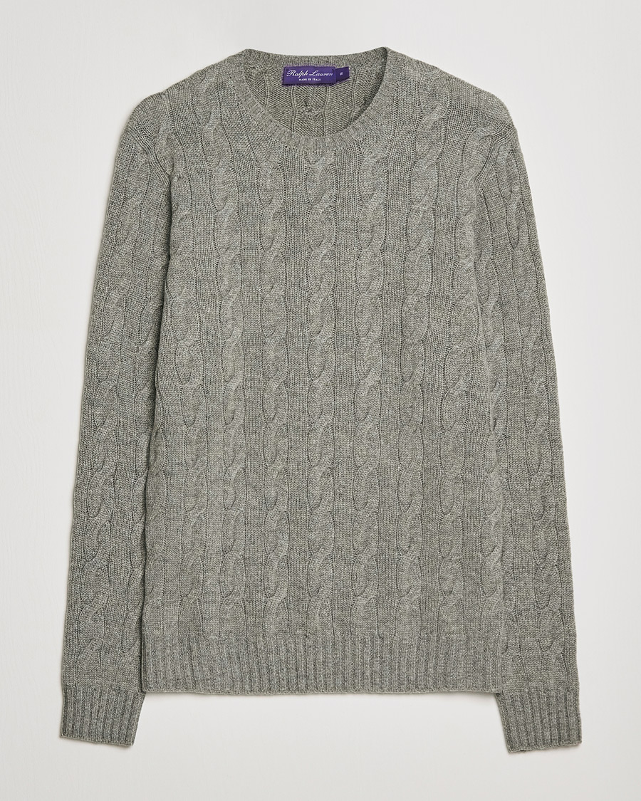 Homme | Pulls Et Tricots | Ralph Lauren Purple Label | Cashmere Cable Crewneck Light Grey