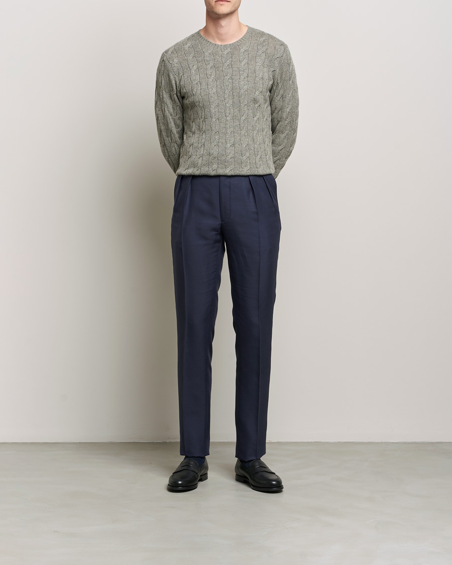Homme | Pulls Et Tricots | Ralph Lauren Purple Label | Cashmere Cable Crewneck Light Grey