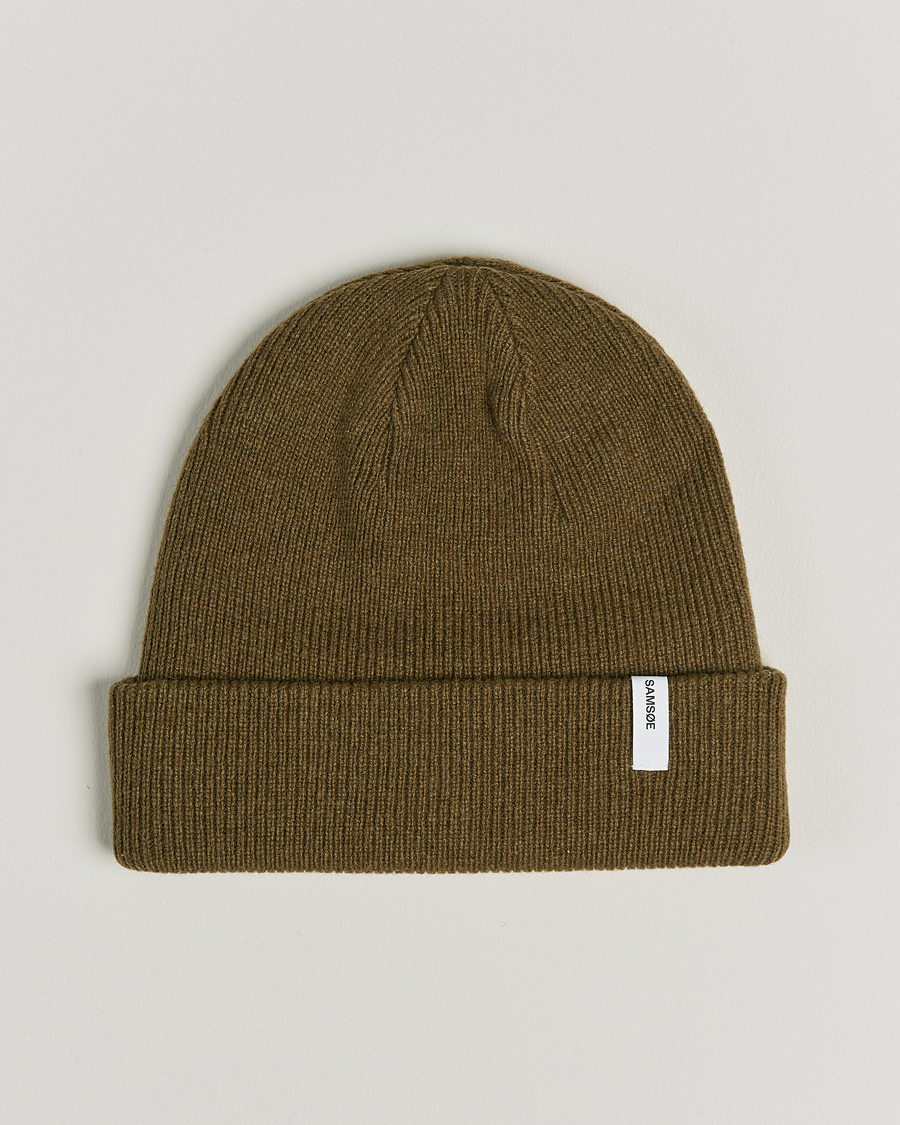 Heren | Samsøe & Samsøe Lambswool Beanie Dark Olive | Samsøe Samsøe | Samsøe & Samsøe Lambswool Beanie Dark Olive