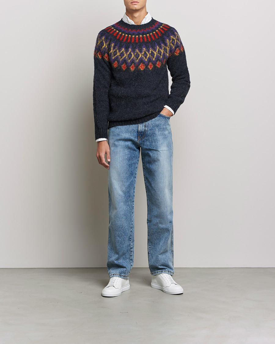 Heren | Truien | Howlin' | Brushed Wool Fair Isle Crew Sweater Charcoal