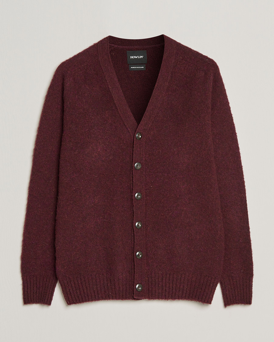Heren | Truien | Howlin' | Brushed Wool Cardigan Bordeaux