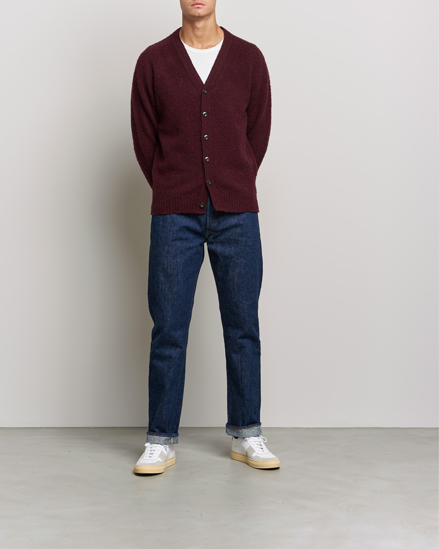 Heren | Truien | Howlin' | Brushed Wool Cardigan Bordeaux