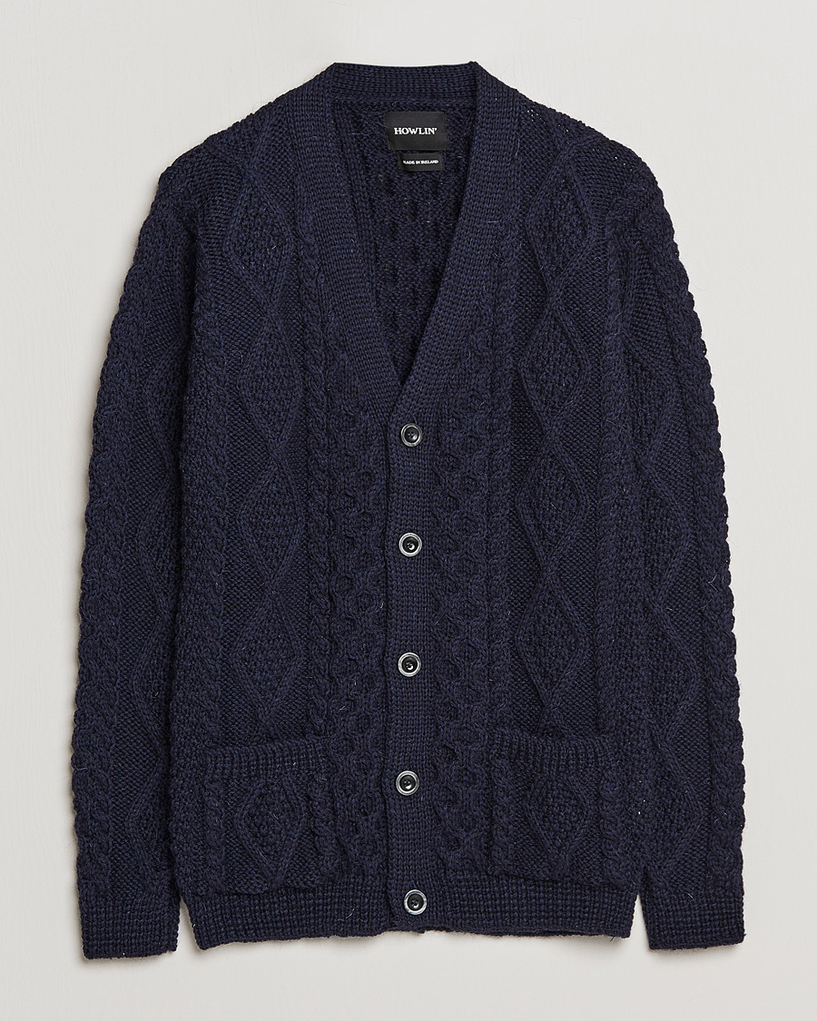 Heren | Truien | Howlin' | Cable Knitted Wool Cardigan Navy