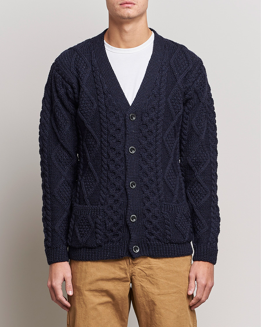 Heren | Truien | Howlin' | Cable Knitted Wool Cardigan Navy
