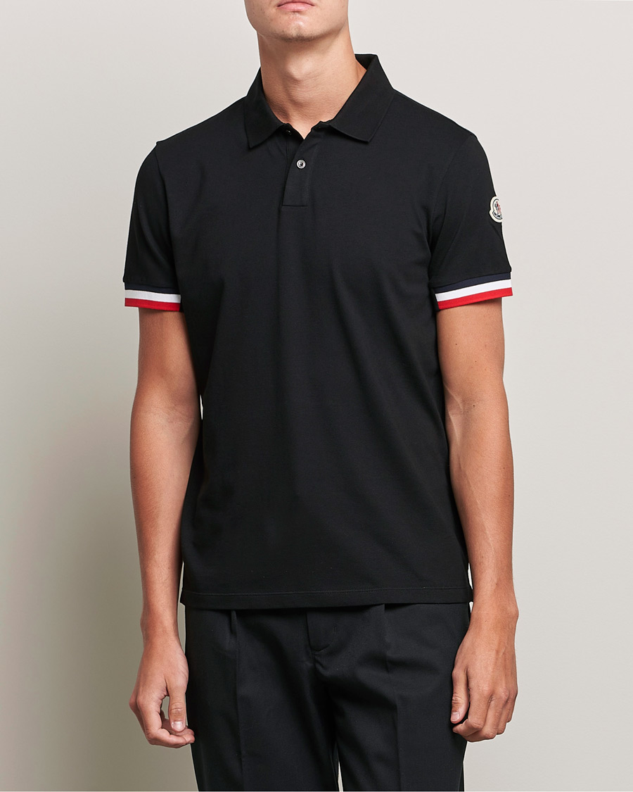 Homme | Polos | Moncler | Contrast Rib Polo Black