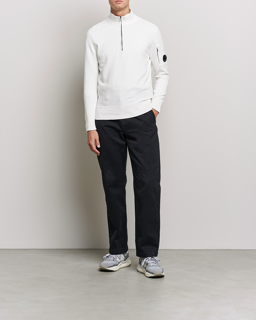 Heren | Truien | C.P. Company | Knitted Cotton Lens Half Zip White