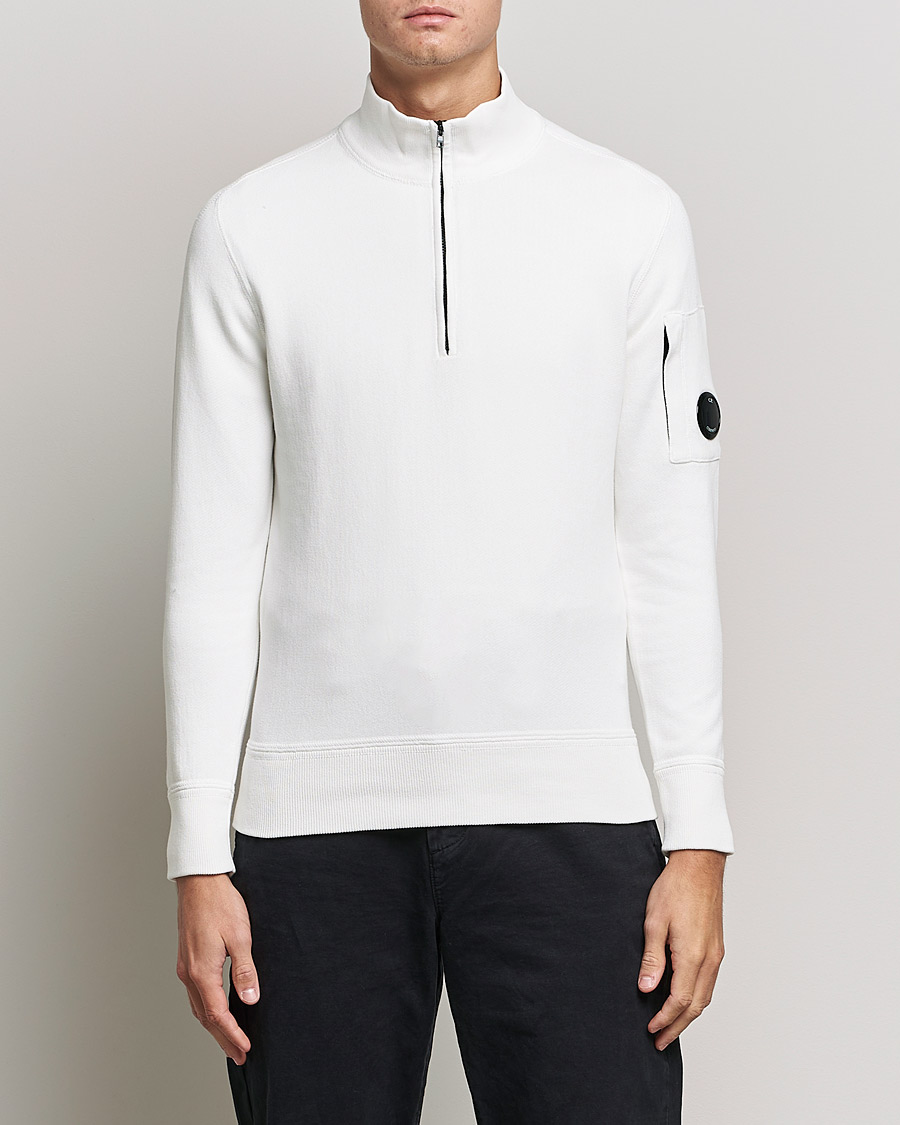 Heren | Truien | C.P. Company | Knitted Cotton Lens Half Zip White