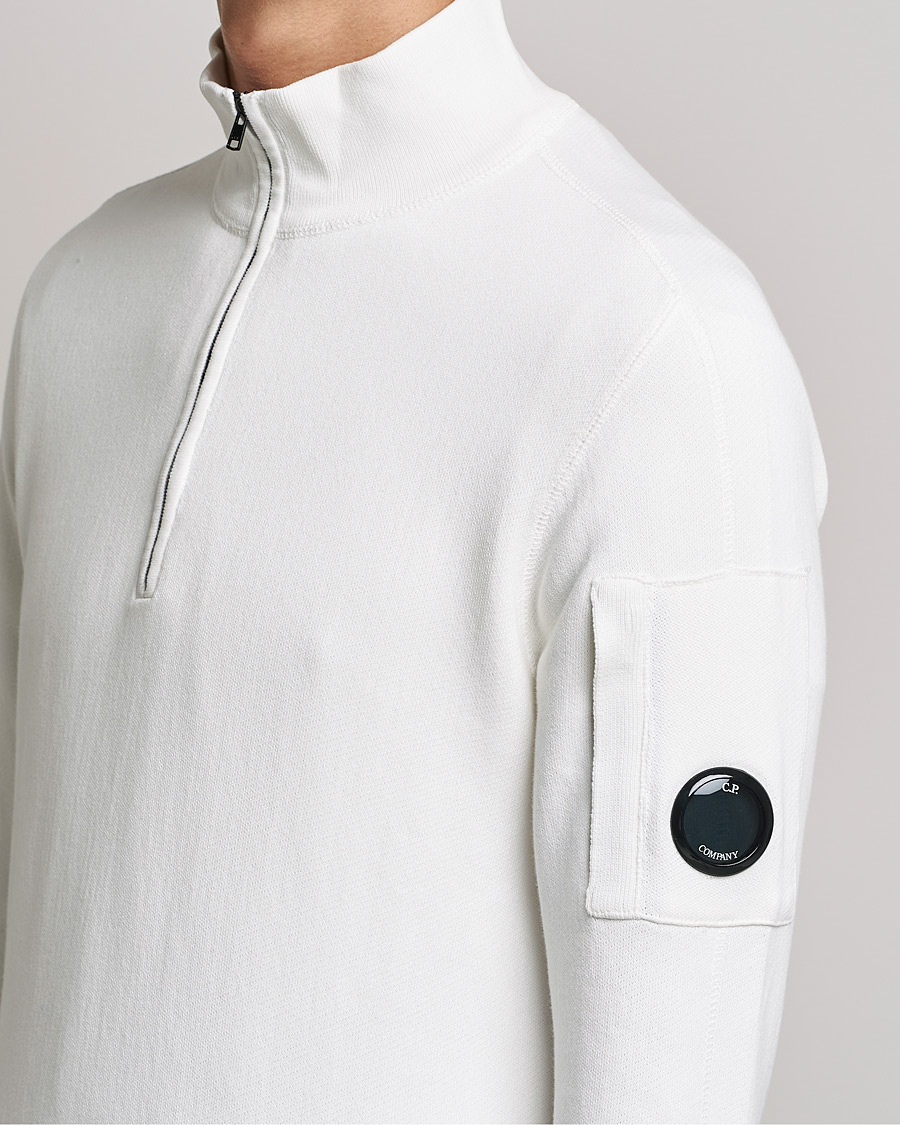 Heren | Truien | C.P. Company | Knitted Cotton Lens Half Zip White