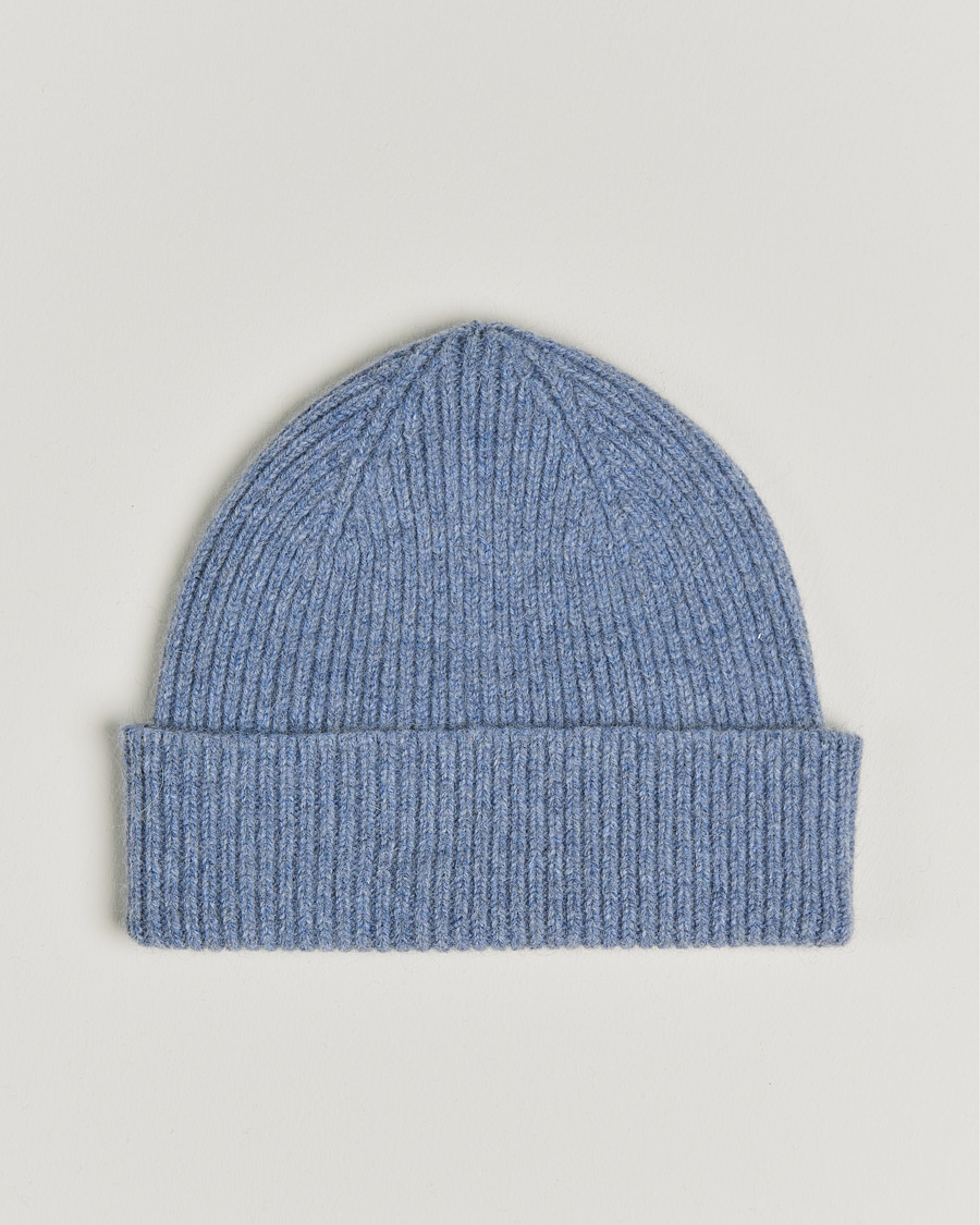 Homme | Bonnets | Le Bonnet | Lambswool/Caregora Beanie Washed Denim