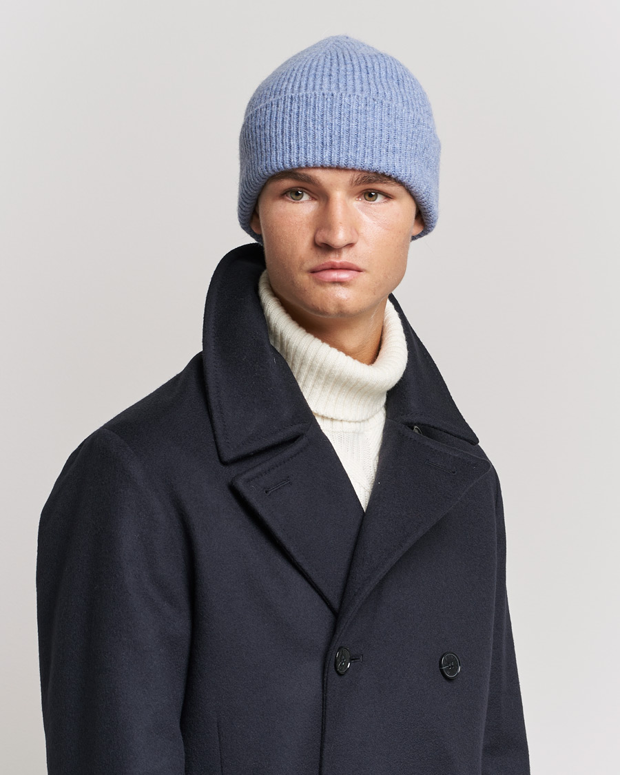 Homme | Le Bonnet Lambswool/Caregora Beanie Washed Denim | Le Bonnet | Lambswool/Caregora Beanie Washed Denim