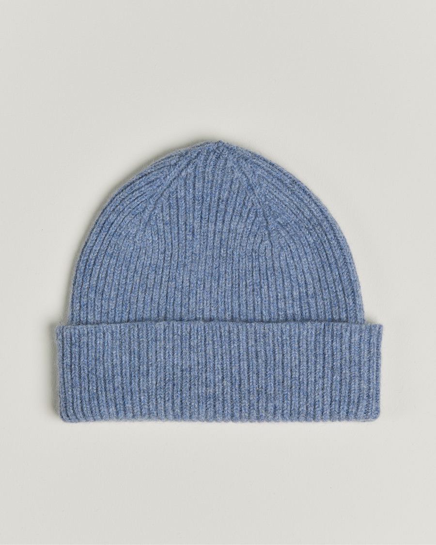 Homme | Bonnets | Le Bonnet | Lambswool/Caregora Beanie Washed Denim