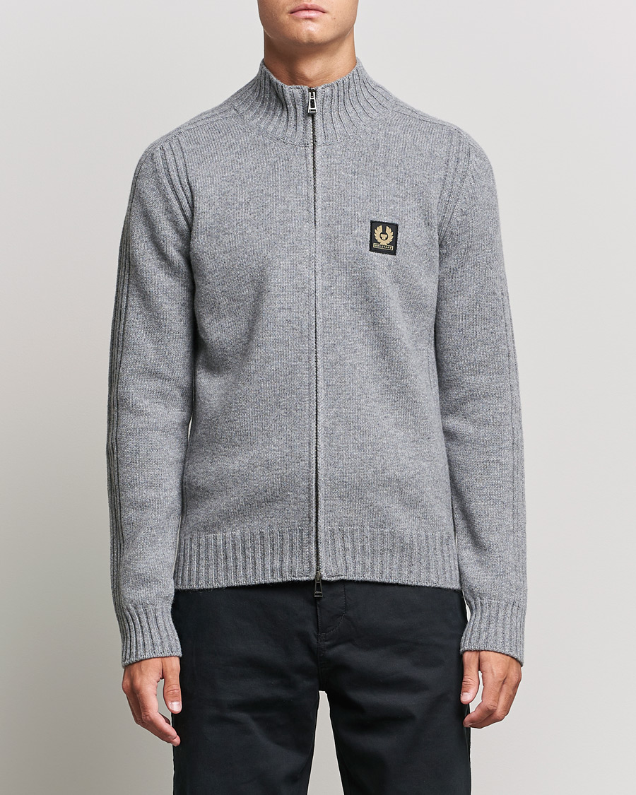 Homme | Pulls Et Tricots | Belstaff | Watch Full Zip Wool Cardigan Pale Grey Melange