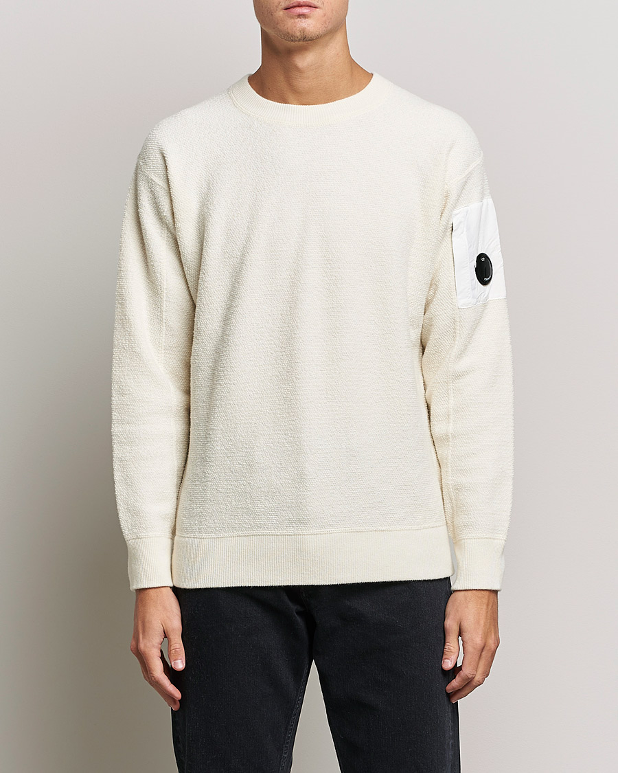 Homme | Pulls Et Tricots | C.P. Company | Structured Lambswool Lens Roundneck White