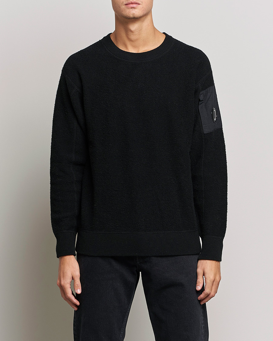 Heren | Truien | C.P. Company | Structured Lambswool Lens Roundneck Black