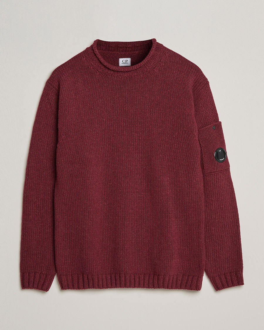 Heren | Truien | C.P. Company | Lambswool Lens Roundneck Bordeaux