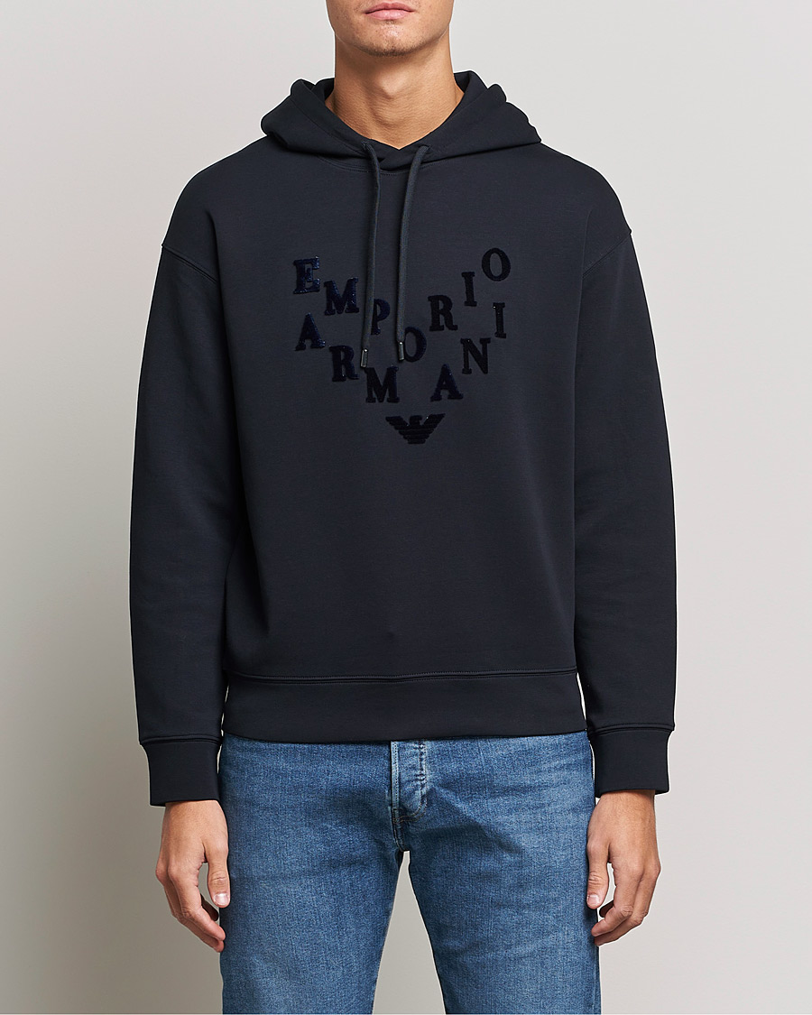 Heren | Truien | Emporio Armani | Printed Hoodie Navy