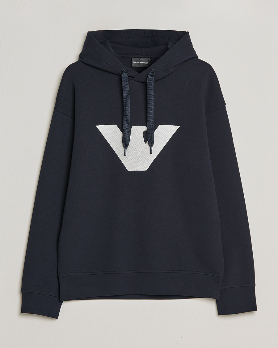 Heren | Truien | Emporio Armani | Cotton Eagle Hoodie Navy