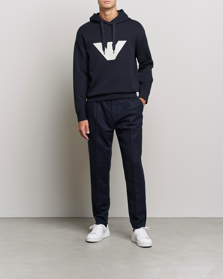 Heren | Truien | Emporio Armani | Cotton Eagle Hoodie Navy