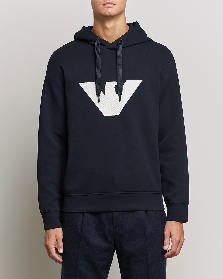 Heren | Truien | Emporio Armani | Cotton Eagle Hoodie Navy