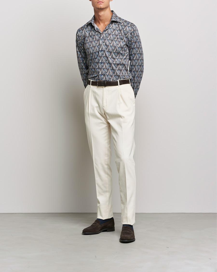 Homme | Chemises | Eton | Paisley Signature Twill Slim Shirt Navy Blue
