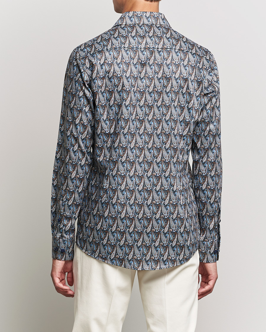 Homme | Chemises | Eton | Paisley Signature Twill Slim Shirt Navy Blue