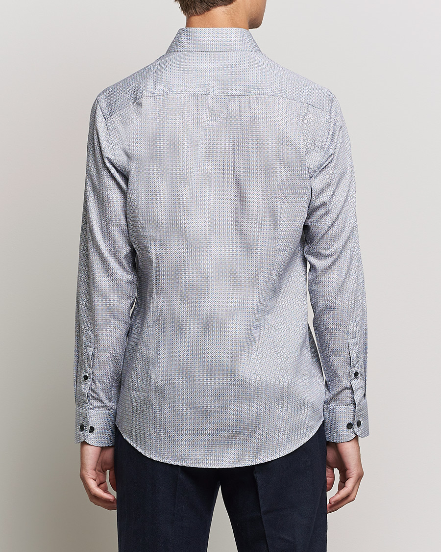 Heren | Overhemden | Eton | Floral Print Cotton Tencel Flannel Shirt Navy