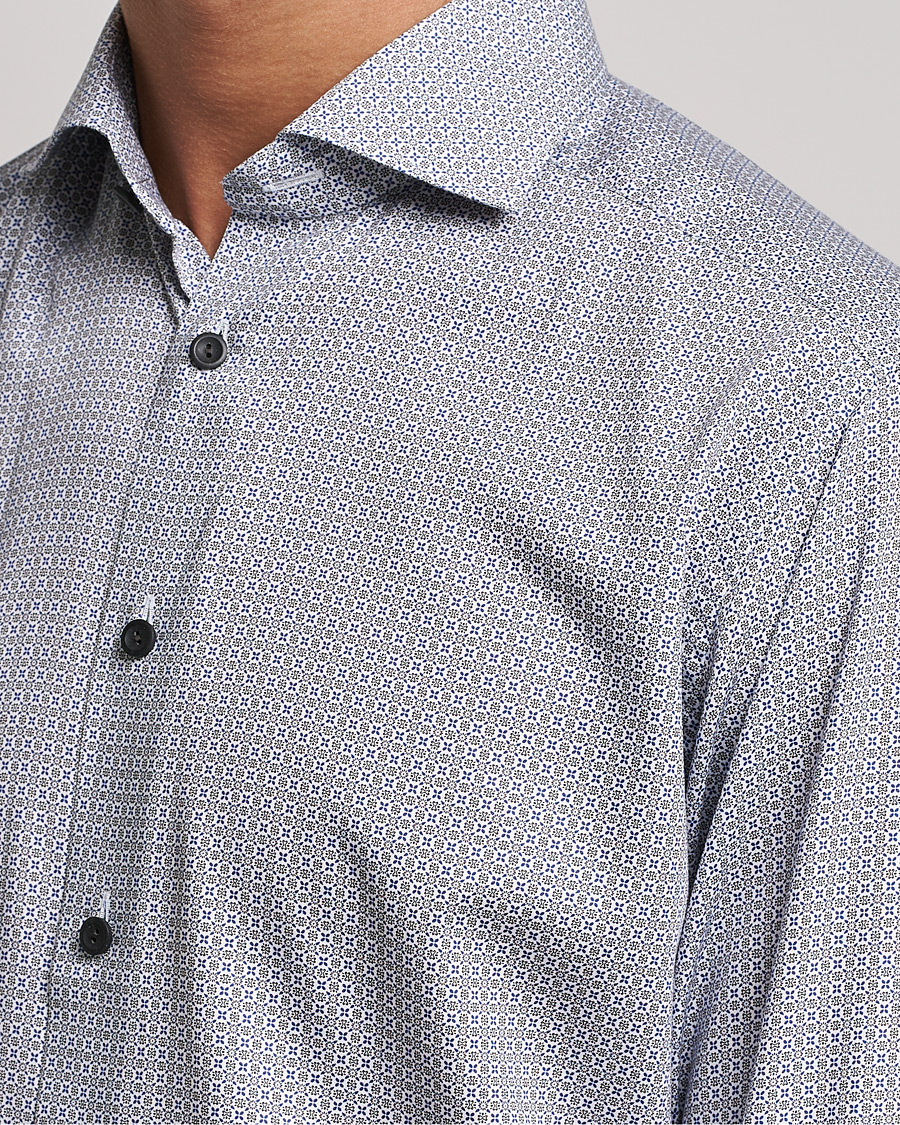 Heren | Overhemden | Eton | Floral Print Cotton Tencel Flannel Shirt Navy