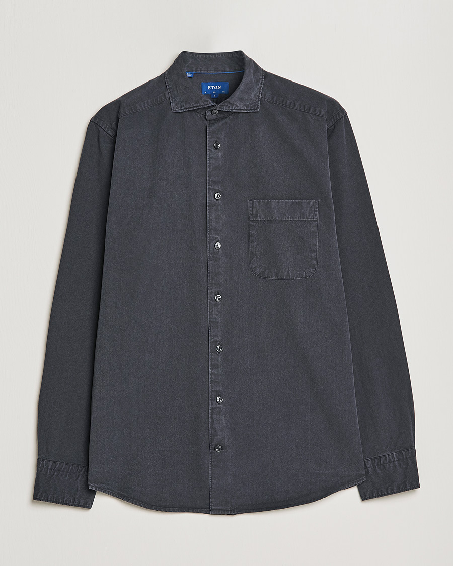 Heren | Overhemden | Eton | Recycled Cotton Denim Shirt Black