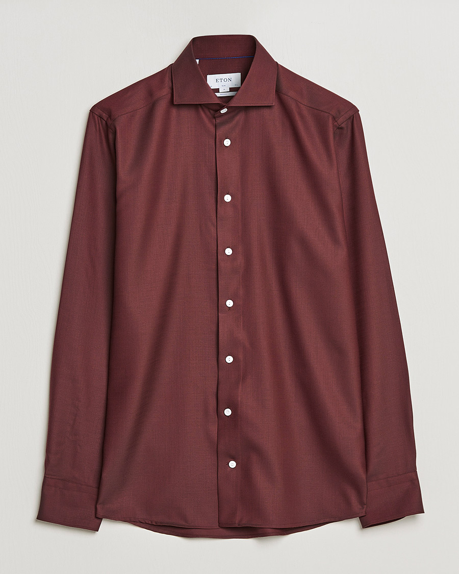 Homme | Chemises | Eton | Merino Wool Shirt Mid Red