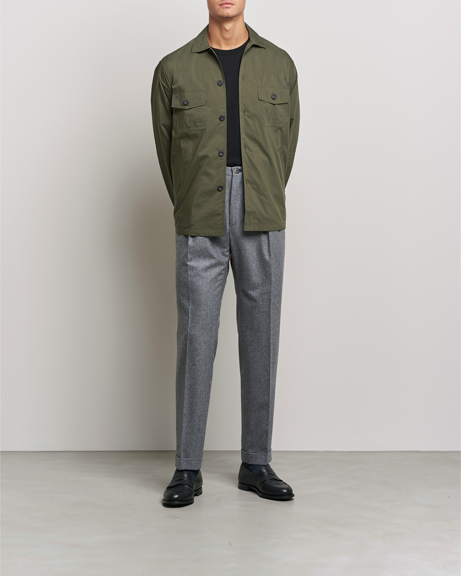 Homme | Chemises | Eton | Cotton Nylon Overshirt Olive