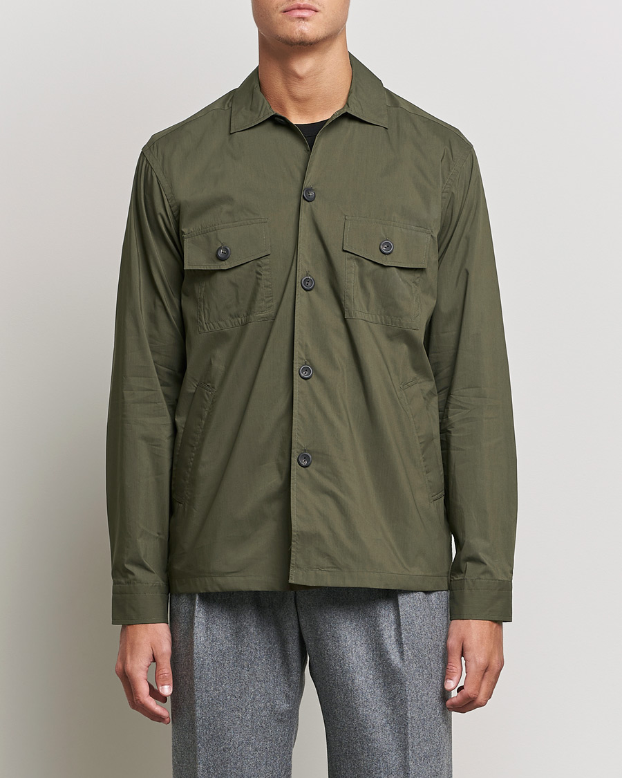 Homme | Chemises | Eton | Cotton Nylon Overshirt Olive