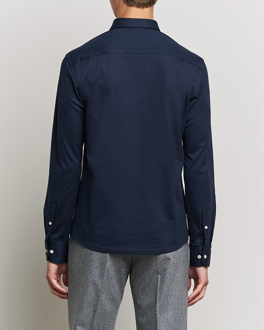 Heren | Truien | Eton | Slim Fit Cotton Piqué Popover Shirt Navy
