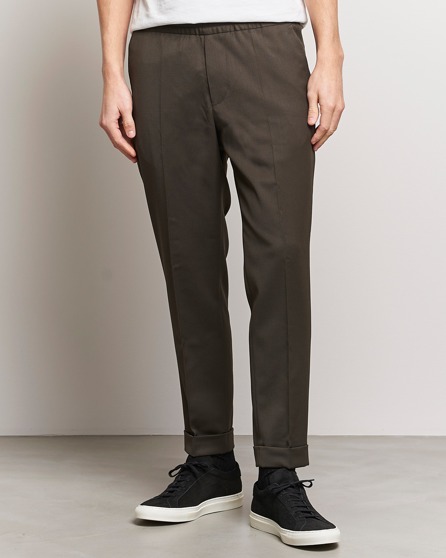 Homme | Pantalons | Filippa K | Terry Wool Trousers Dark Forest Green