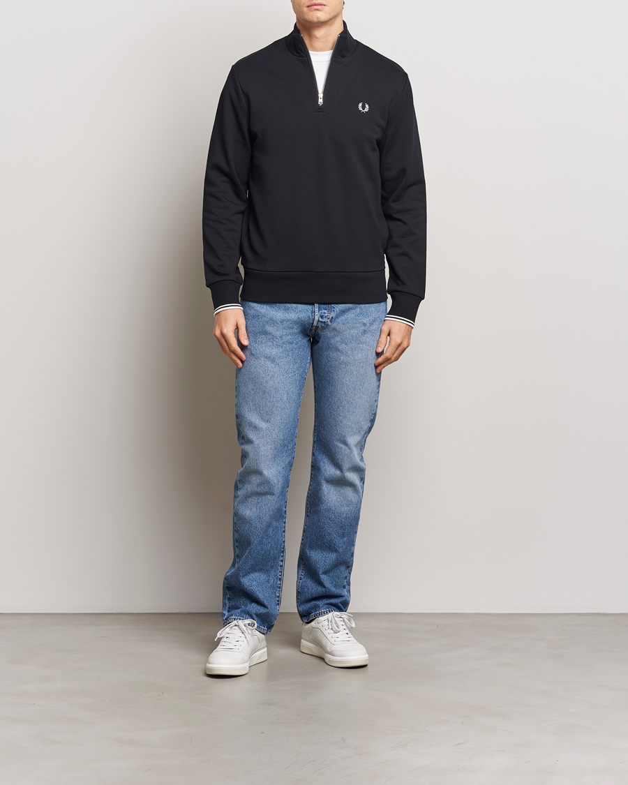 Heren | Truien | Fred Perry | Half Zip Sweatshirt Black