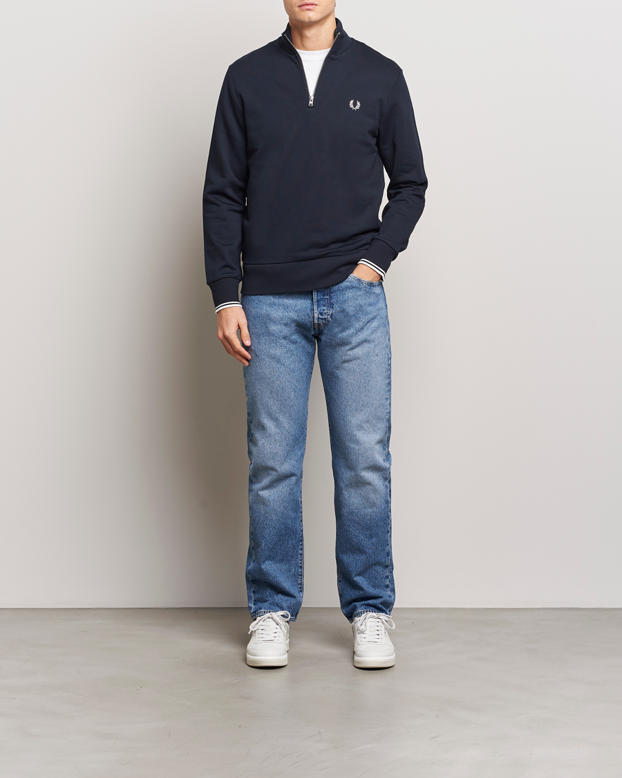 Heren | Truien | Fred Perry | Half Zip Sweatshirt Navy