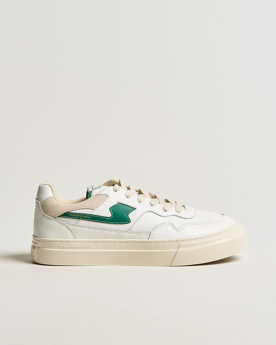 Homme | Stepney Workers Club Pearl S-Strike Leather Sneaker White Green | Stepney Workers Club | Pearl S-Strike Leather Sneaker White Green
