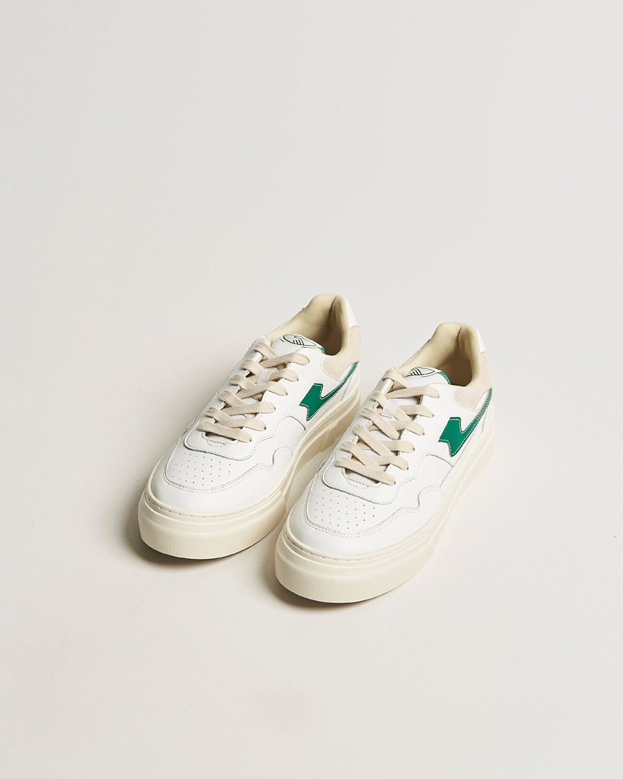 Homme | Stepney Workers Club Pearl S-Strike Leather Sneaker White Green | Stepney Workers Club | Pearl S-Strike Leather Sneaker White Green