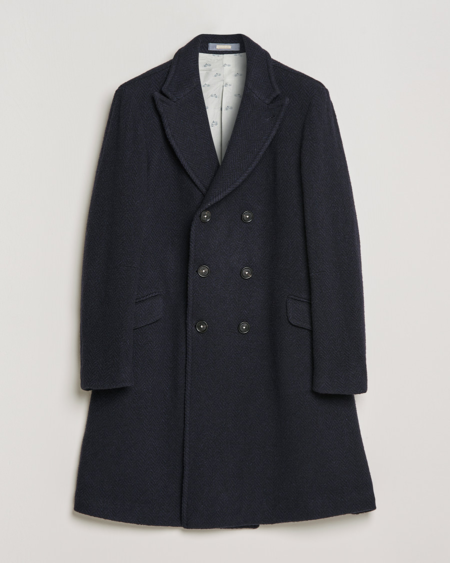 Heren | Jassen | Massimo Alba | Oversize Wool Herringbone Coat Dark Navy