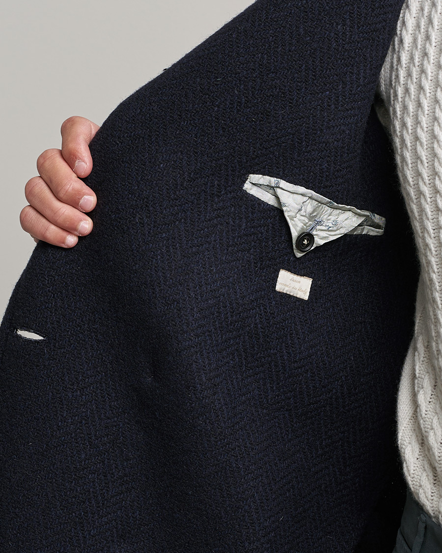 Heren | Jassen | Massimo Alba | Oversize Wool Herringbone Coat Dark Navy