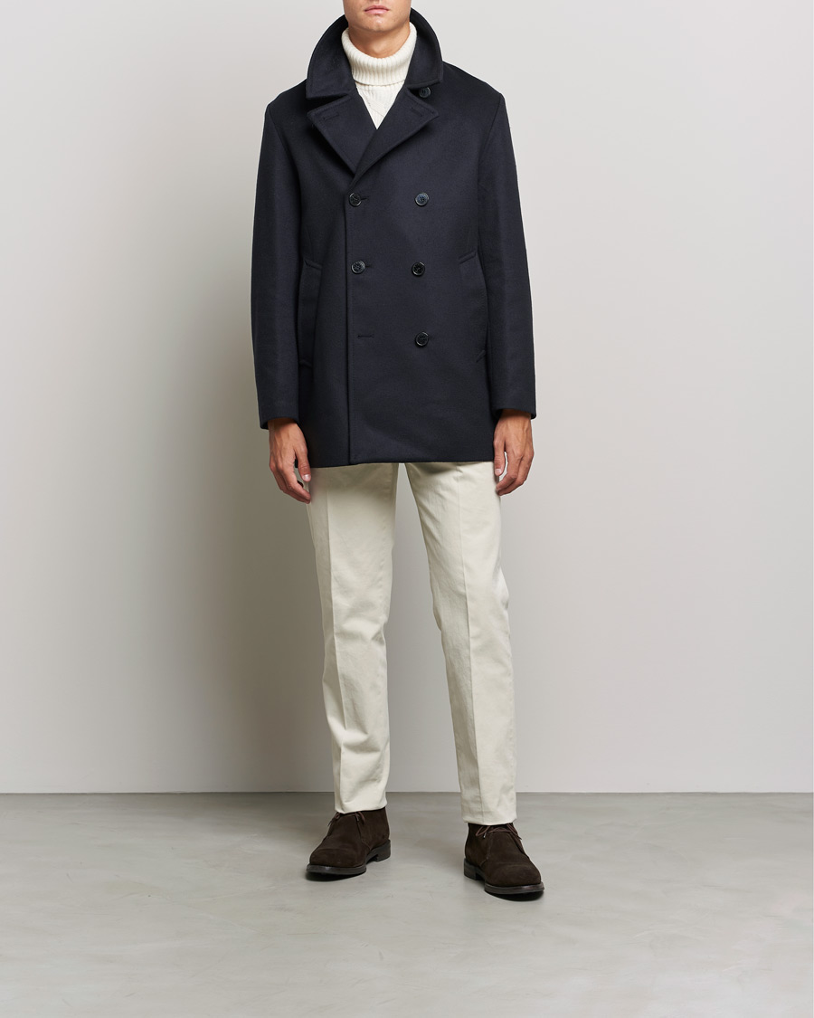 Heren | Jassen | Mackintosh | Dalton Wool/Cashmere Peacoat Navy
