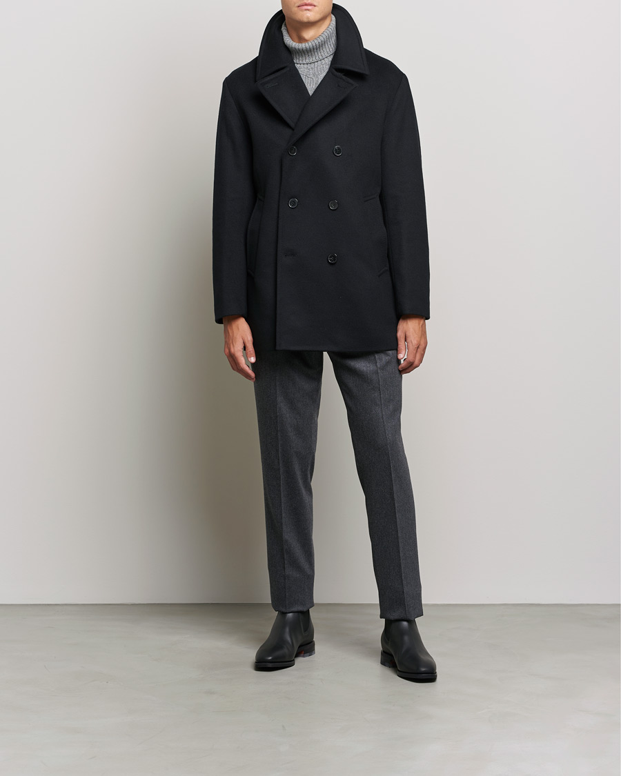 Heren | Jassen | Mackintosh | Dalton Wool/Cashmere Peacoat Black
