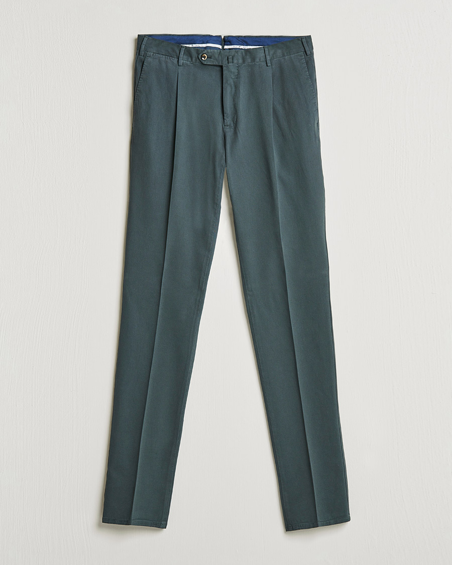 Homme | Pantalons | PT01 | Slim Fit Pleated Cotton Stretch Chinos Dark Grey
