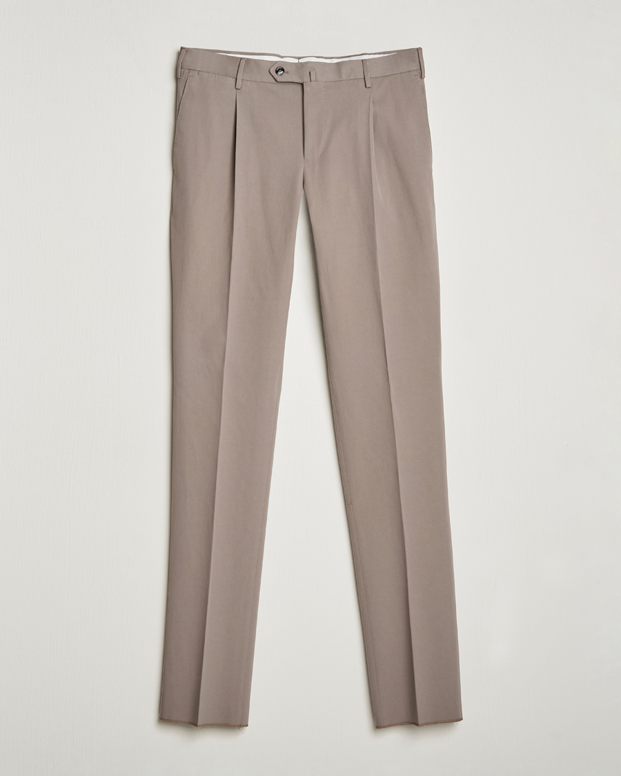 Homme | Pantalons | PT01 | Slim Fit Pleated Cotton/Cashmere Chinos Beige