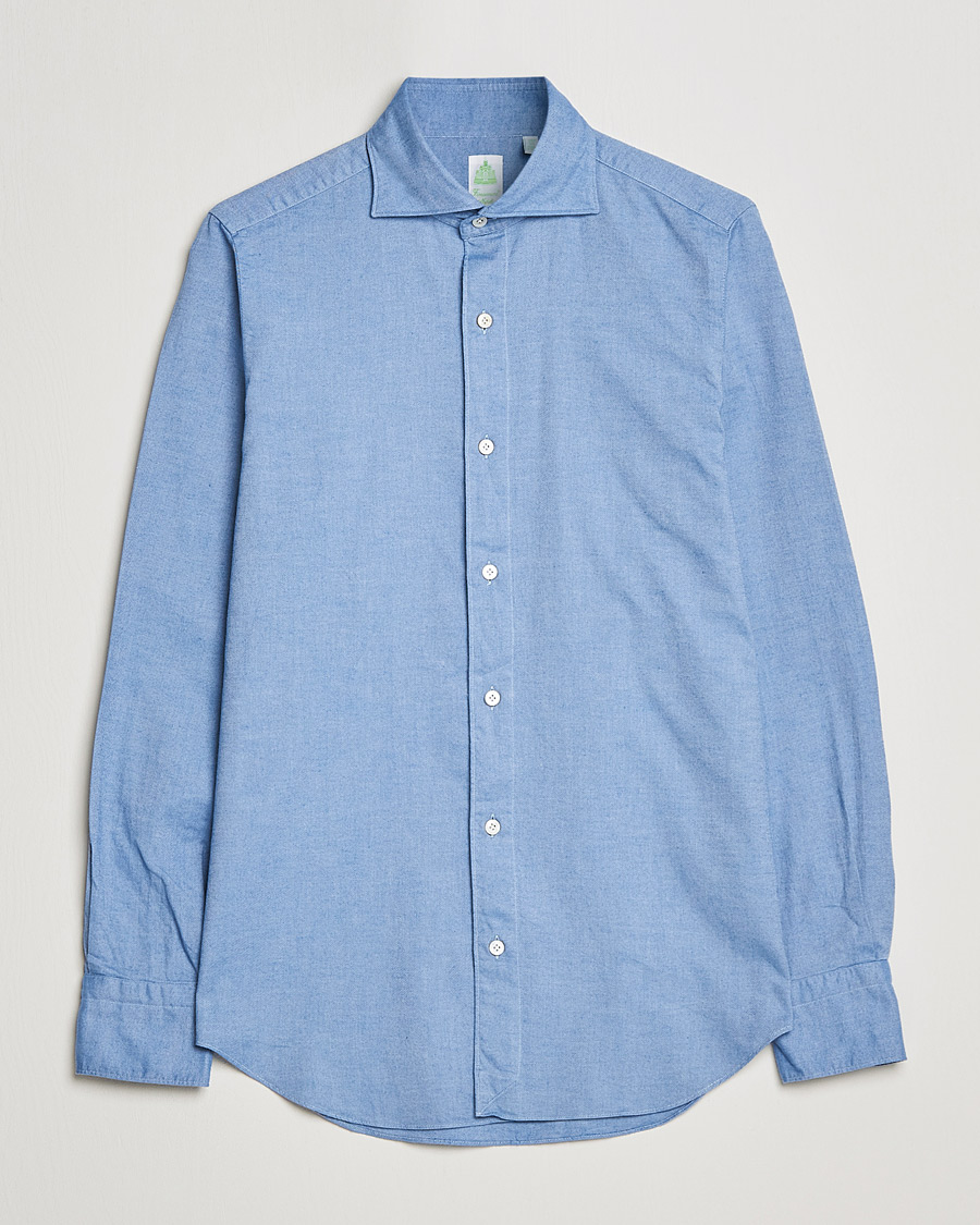 Homme | Chemises | Finamore Napoli | Tokyo Slim Flannel Shirt Light Blue