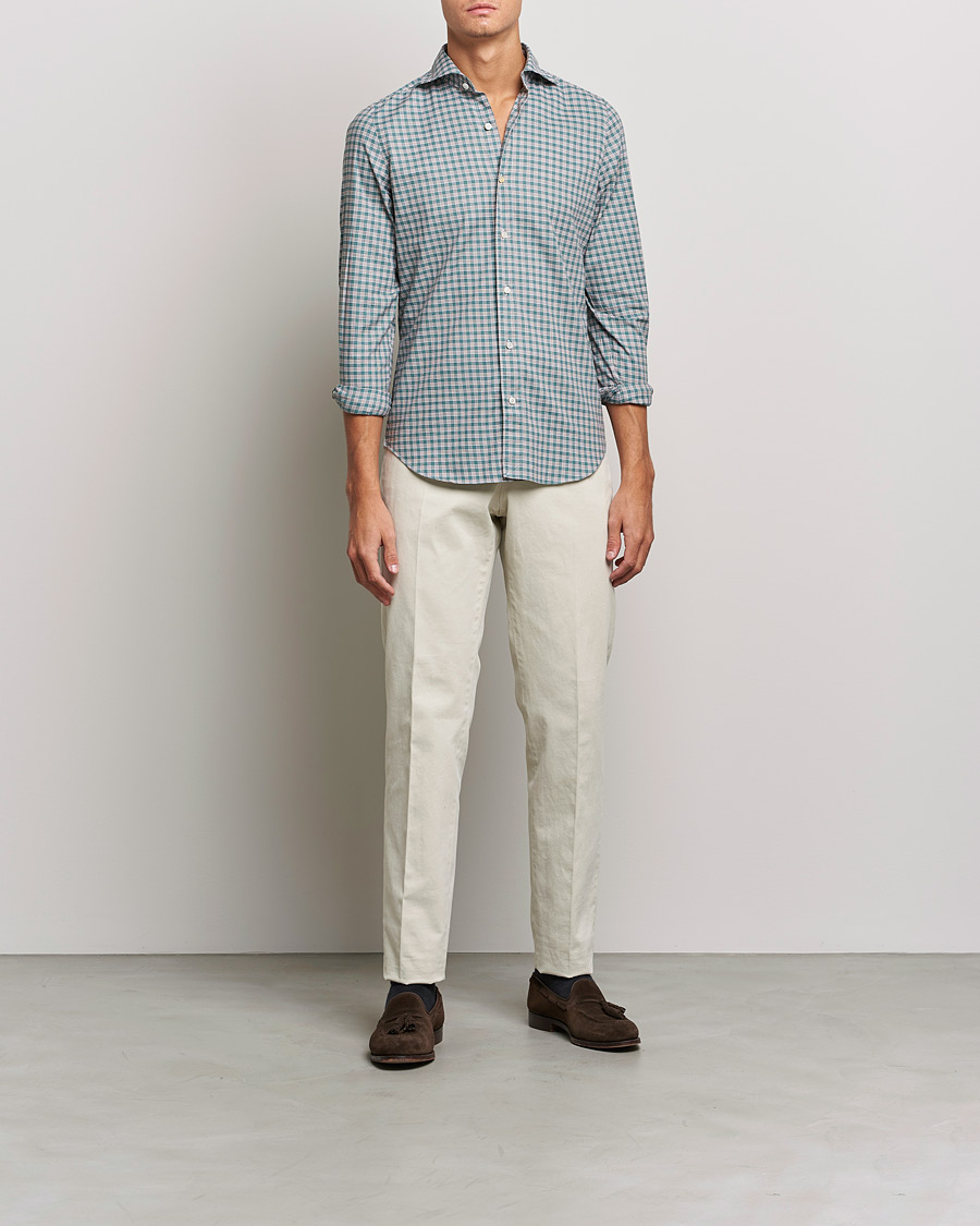 Homme | Chemises | Finamore Napoli | Tokyo Slim Shirt Green Check