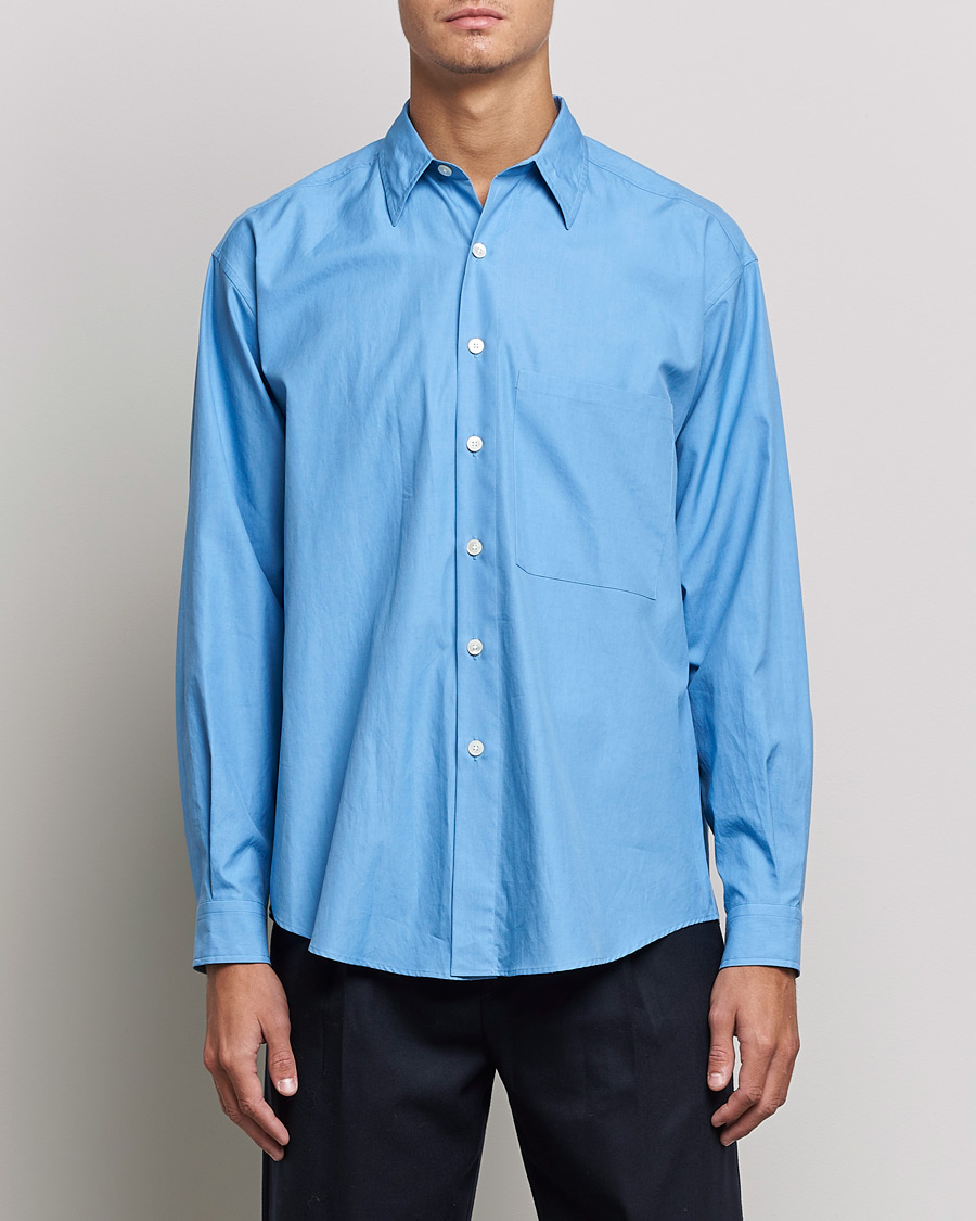 Heren | Overhemden | Auralee | Finx Twill Shirt Clear Blue